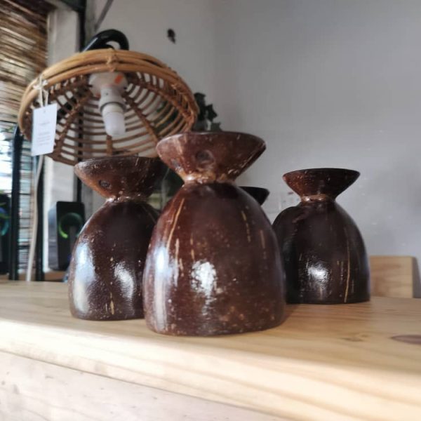 Mortar Light — Coconut Shell Decorative Vases (Set of 3)
