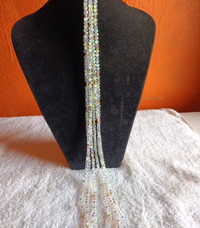 Multi-Strand Aurora Borealis Crystal Long Necklace