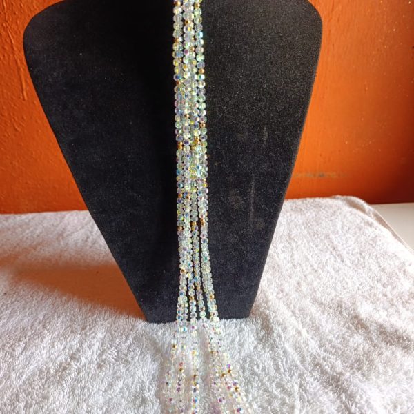 Multi-Strand Aurora Borealis Crystal Long Necklace