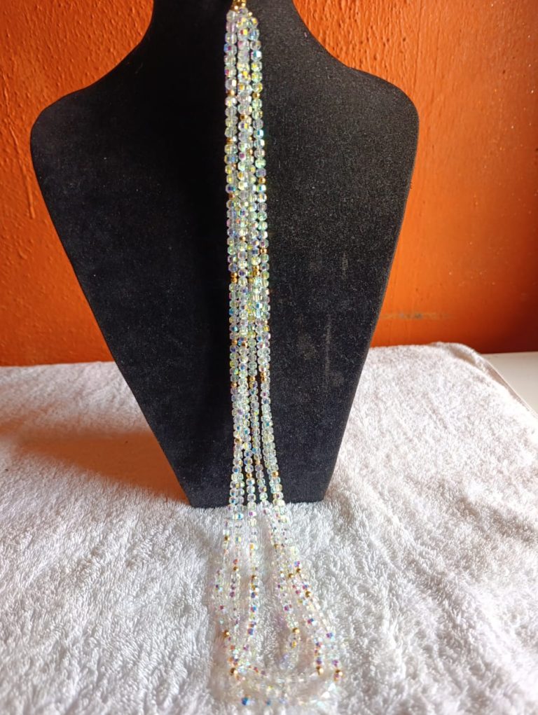 Multi-Strand Aurora Borealis Crystal Long Necklace