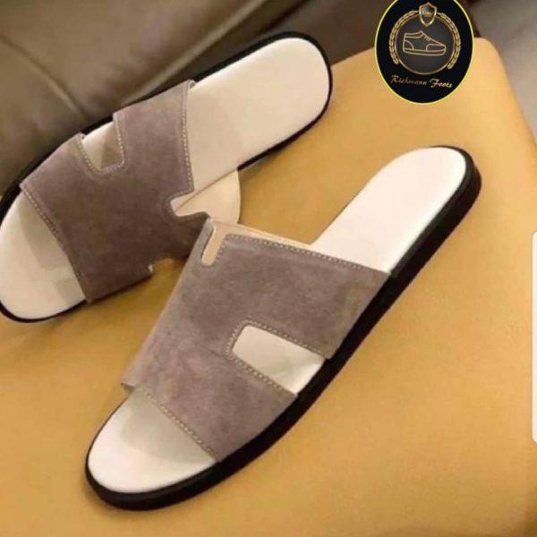 Premium Men's Suede Double-Band Slide Sandal – Taupe